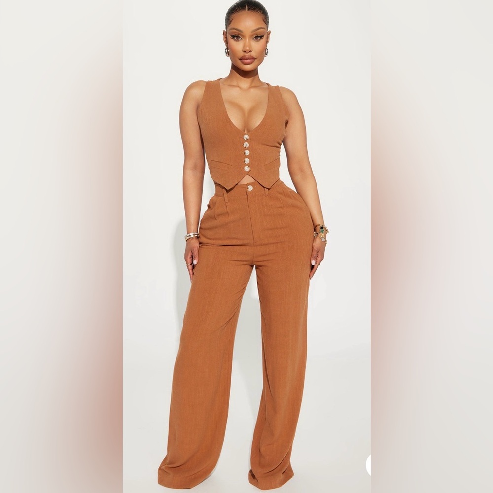 Fashion Nova Women's Cognac Jumpsuit